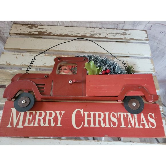 Truck Xmas country folk holiday decor home - Picture 1 of 6